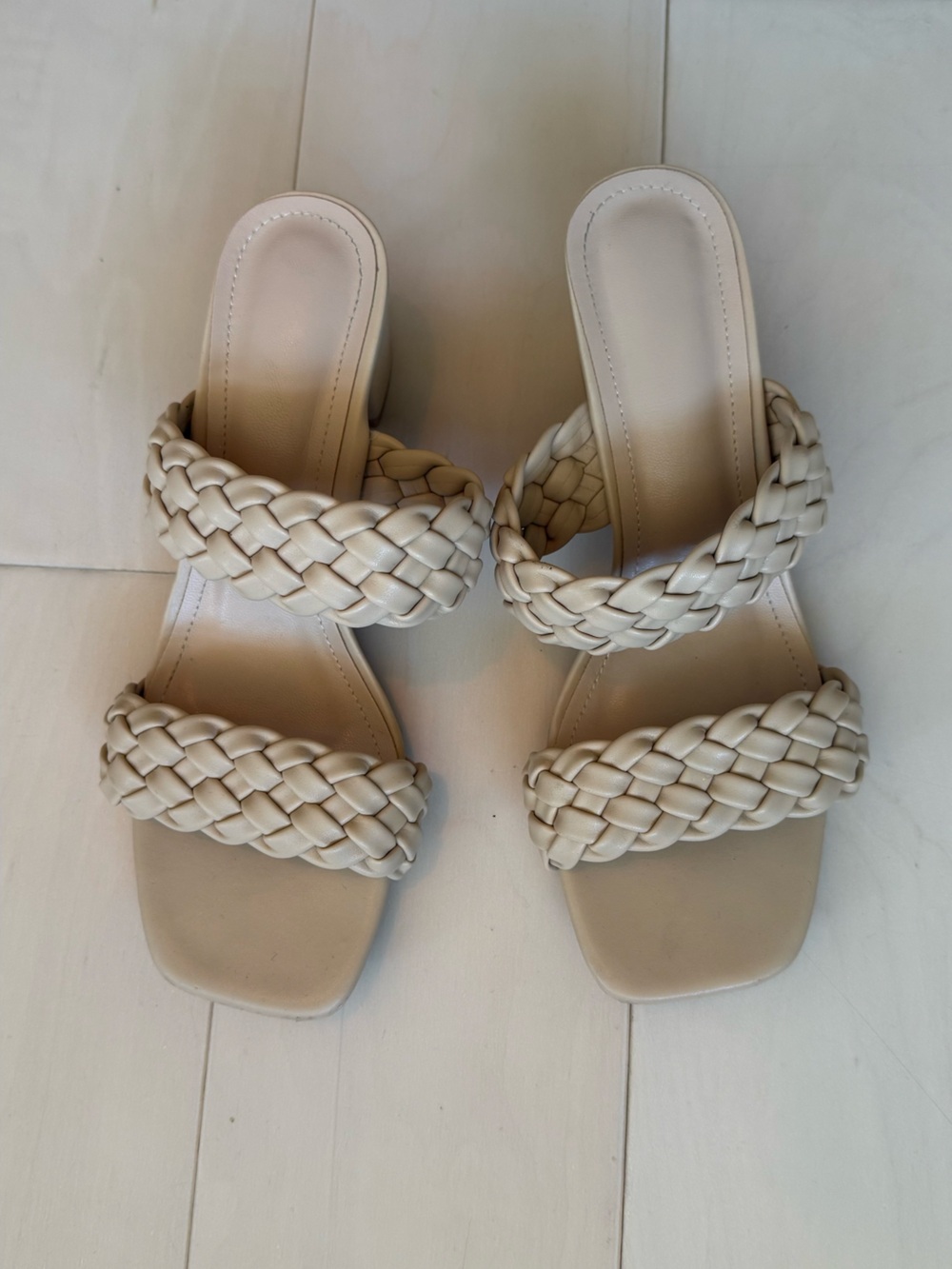 N.N.G Braided Double-Strap Block Heels in Nude - Size 37